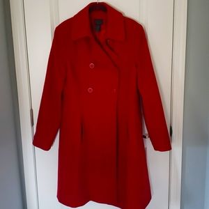 Women's Red Pea Coat, Sz 14